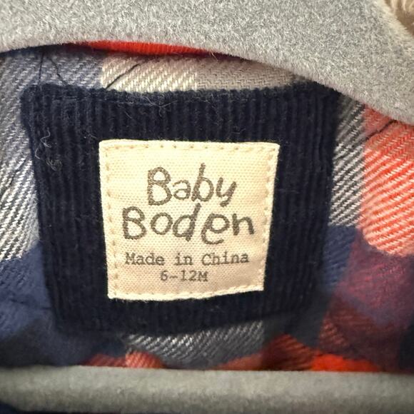 Baby Boden Boys Corduroy Plaid Hooded Jacket Coat In Navy Size 6-12 Months - Picture 7 of 10